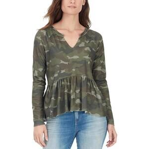 William Rast Womens Gryphon Printed Peplum Top Size XL